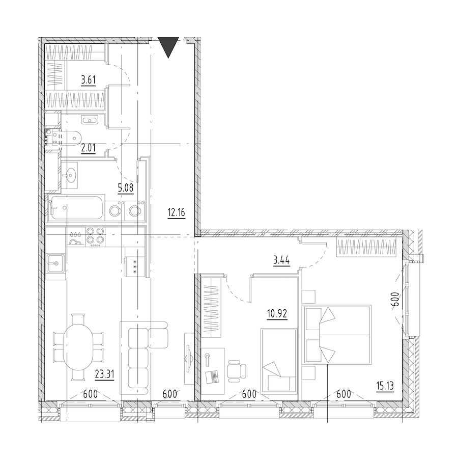 2-комнатная квартира 75.66 м², 8/9 эт., ЖК «LEGENDA Малоохтинский 68»